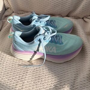 Hoka Women's Light Blue and Purple Athletic Shoes Bondi 8 type